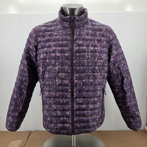 Eddie Bauer EB700 FloralGoose Down Quilted Purple  Puffer Jacket Womens Size XL